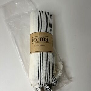 Teema Turkish‎ Cotton The White Del Mar Towels & Blankets Cream Gray Fringe NWT